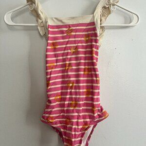 Pink Striped Mini Boden Swimsuit, Size 5-6